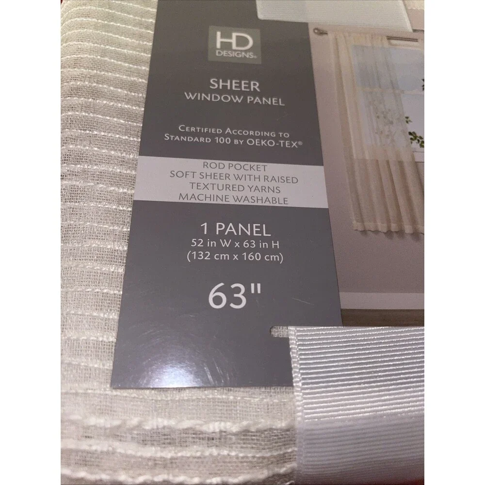 New Sheer 63-Inch Rod Pocket Window Curtain Panel Tofu HD Raised Texture